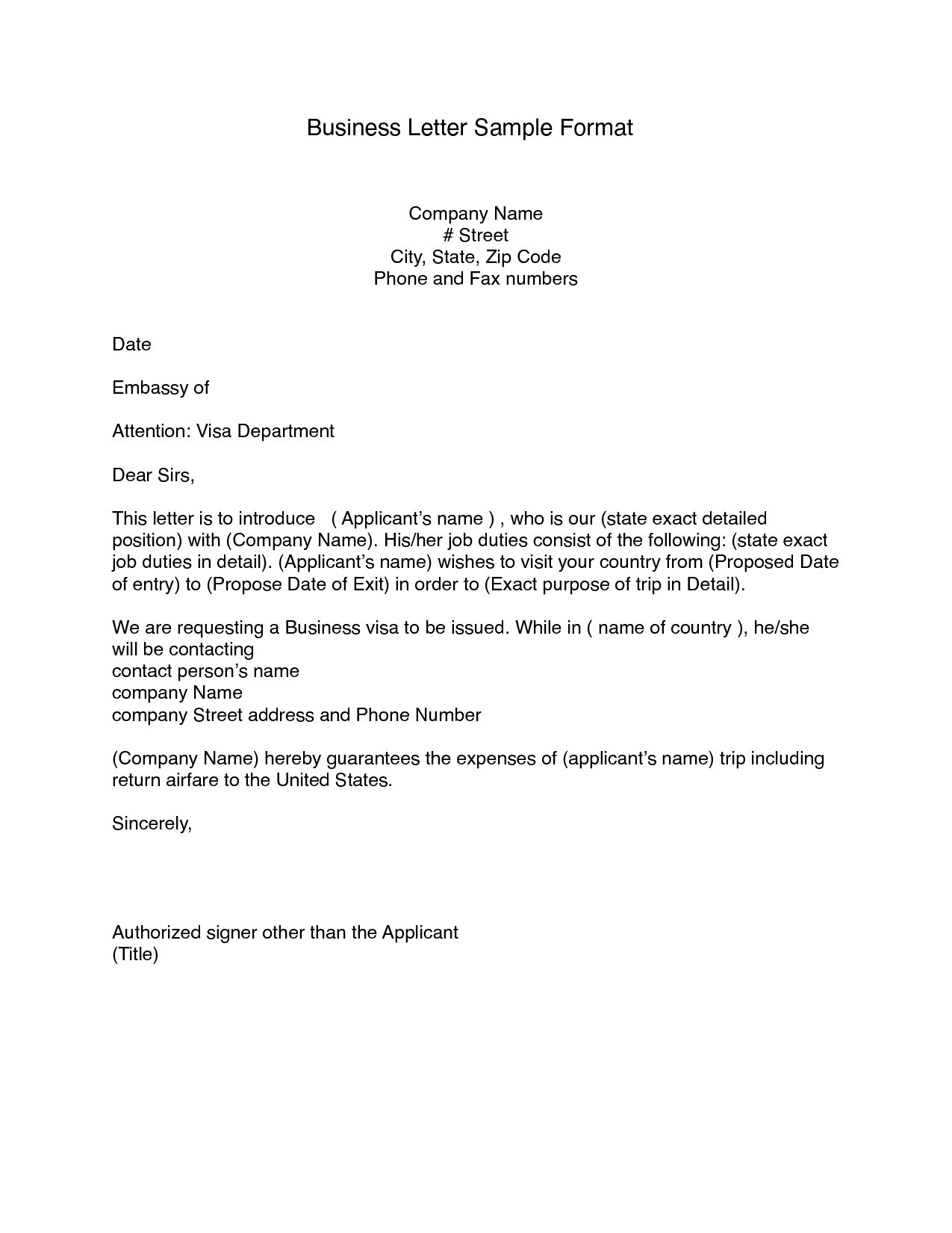 free formal letter template